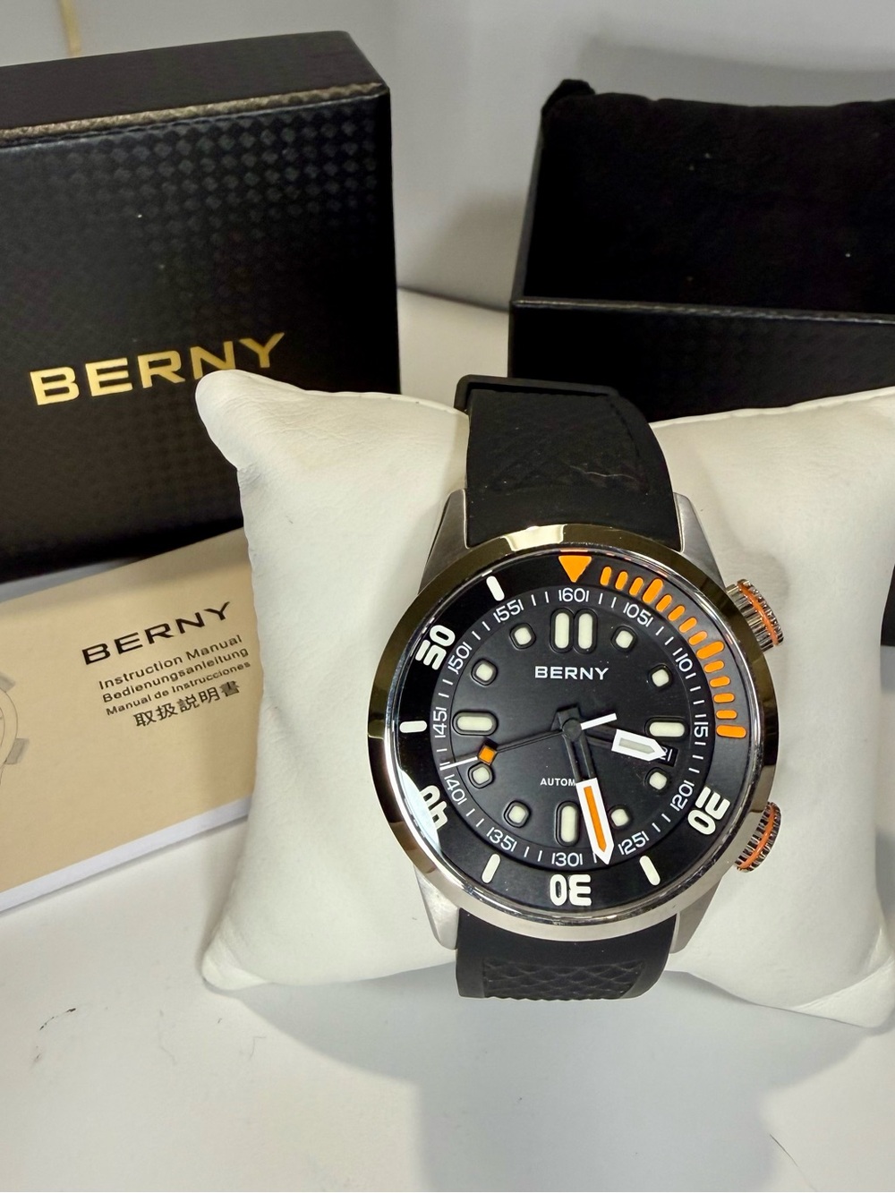 Berny Compressor Date Double Crown Dive Mens Watch - Picture 7 of 7